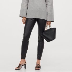 H&M Leather Leggings / Pants with Creases Size 12